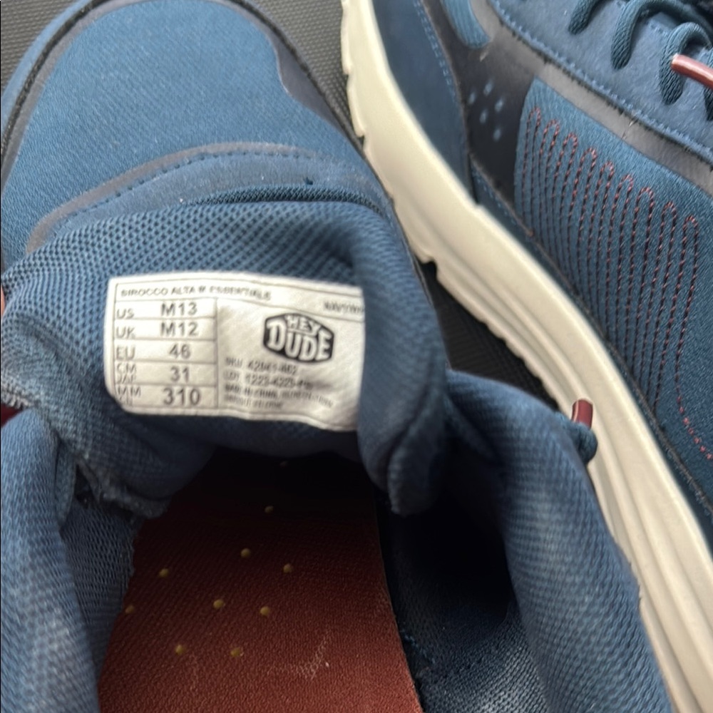 Hey Dude Blue and White Sneakers with Minimalist Design- worn once - Picture 7 of 7